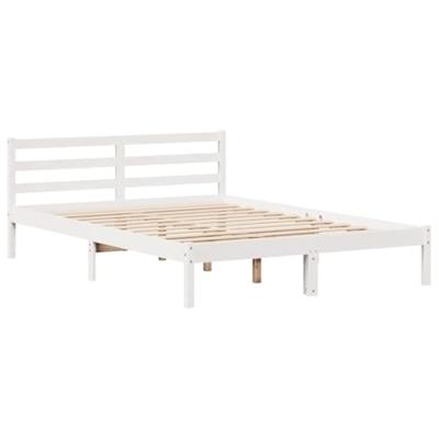 Bedframe met hoofdbord massief grenenhout wit 120x190 cm - thumbnail