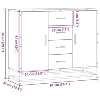 Dressoir 92x35x76 cm bewerkt hout sonoma eikenkleurig - thumbnail