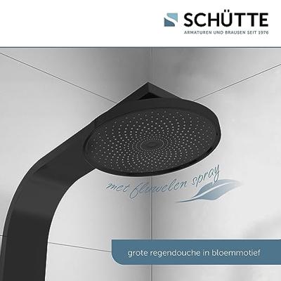 SAMOA RAIN douchesysteem met thermostatisch planchet, zwart mat wellness hoofddouche met antikalk nozzles, Ø ca. 26 cm handdouche, 3 functies met antikalk nozzles, Ø 13 cm handdouche met push-b - thumbnail