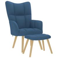 Relaxstoel met voetenbank stof blauw - thumbnail