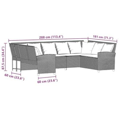 Tuinbank met kussens poly rattan beige