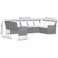 Tuinbank met kussens poly rattan beige - thumbnail