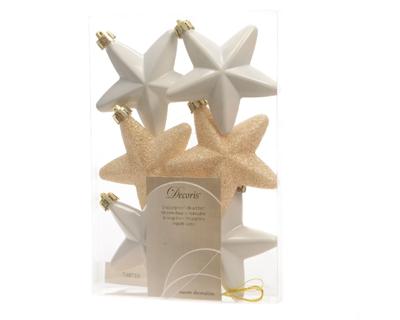 6 Sterren plastic glans-mat-glitter 7.5cm wolwit KSD - Ksd 6 Sterren plastic glans-mat-glitter 7.5cm wolwit KSD - Ksd