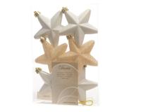 6 Sterren plastic glans-mat-glitter 7.5cm wolwit KSD - Ksd - thumbnail