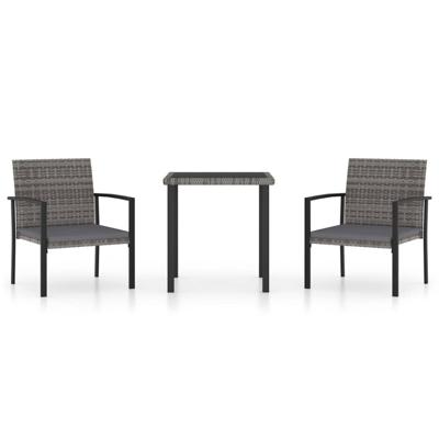 3-delige Tuinset poly rattan grijs