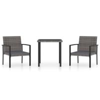 3-delige Tuinset poly rattan grijs - thumbnail