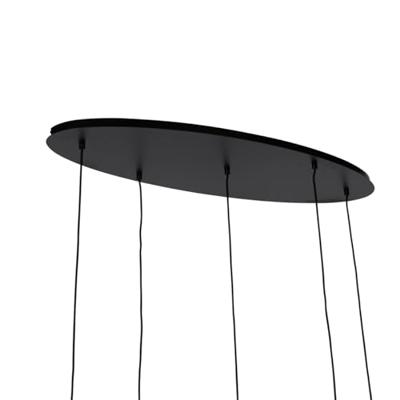 QAZQA Hanglamp zwart met goud en smoke glas ovaal 5-lichts - Zuzanna QAZQA Hanglamp zwart met goud en smoke glas ovaal 5-lichts - Zuzanna