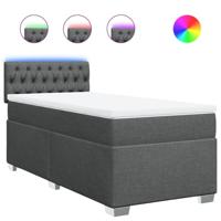 Boxspring met matras stof donkergrijs 90x200 cm - thumbnail