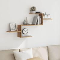 Wandschap 104x15x49 cm bewerkt hout artisanaal eikenkleurig - thumbnail