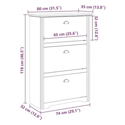 VidaXL Schoenenrek bodo 80x35x118 cm grijs