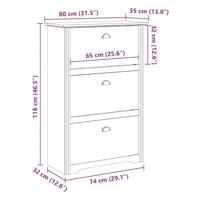 Schoenenrek BODO 80x35x118 cm grijs - thumbnail