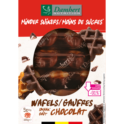 Damhert Minder Suikers Wafels Chocoladesmaak Damhert Minder Suikers Wafels Chocoladesmaak