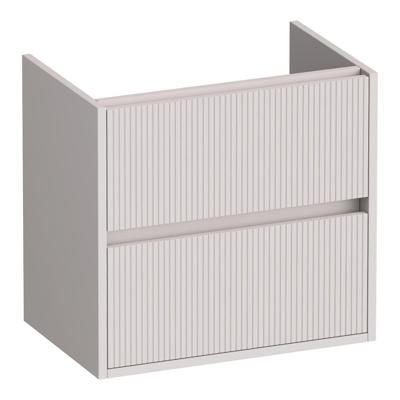 Brauer Adore Wavy - Onderkast Ondiep - 60 cm - met 2 Softclose Lades Greeploos en 1 Sifon Uitsparing - Mat Zand