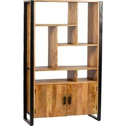 Livingfurn Wandkast 'Nairobi' Mangohout en staal, 180 x 110cm Livingfurn Wandkast 'Nairobi' Mangohout en staal, 180 x 110cm
