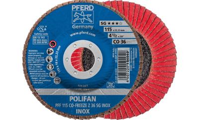 PFERD TOOLS 67611536 PFF 115 CO-FREEZE 36 SG INOX Lamellenschijf Diameter 115 mm Boordiameter 22.23 mm Korrelgrootte (num) 36 Legering op nikkelbasis, PFERD TOOLS 67611536 PFF 115 CO-FREEZE 36 SG INOX Lamellenschijf Diameter 115 mm Boordiameter 22.23 mm Korrelgrootte (num) 36 Legering op nikkelbasis,