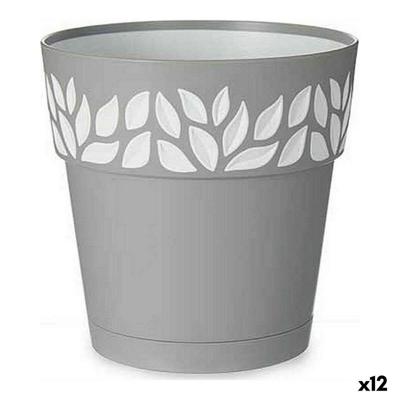 Zelfwaterende bloempot Stefanplast Wit Grijs Plastic 15 x 15 x 15 cm (12 Stuks)