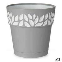 Zelfwaterende bloempot Stefanplast Wit Grijs Plastic 15 x 15 x 15 cm (12 Stuks) - thumbnail