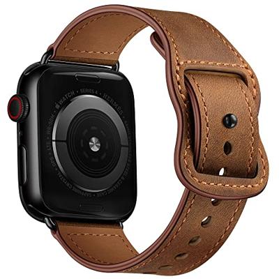 Leren bandje dubbele lus - Donkerbruin - Geschikt voor Apple Watch 38mm / 40mm / 41mm / 42mm Leren bandje dubbele lus - Donkerbruin - Geschikt voor Apple Watch 38mm / 40mm / 41mm / 42mm
