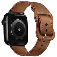Leren bandje dubbele lus - Donkerbruin - Geschikt voor Apple Watch 38mm / 40mm / 41mm / 42mm - thumbnail
