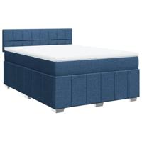 Boxspring met matras stof blauw 140x200 cm - thumbnail