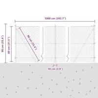 VidaXL Afrasteringspaal zilver 10 x 0,8 m (36 mm gaas) staal - thumbnail