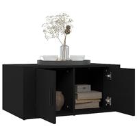 Salontafel 80x50x36 cm bewerkt hout zwart - thumbnail