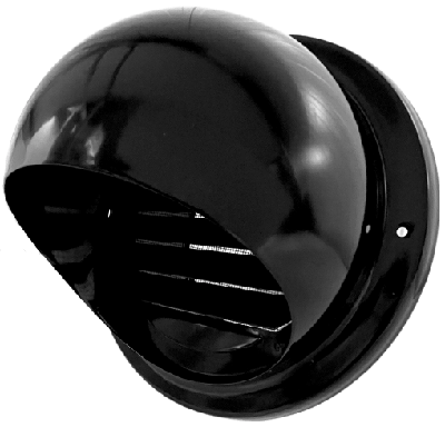 Bolrooster Rvs Ø 125mm Met Schoepen En Muggengaas - Zwart Bolrooster Rvs Ø 125mm Met Schoepen En Muggengaas - Zwart