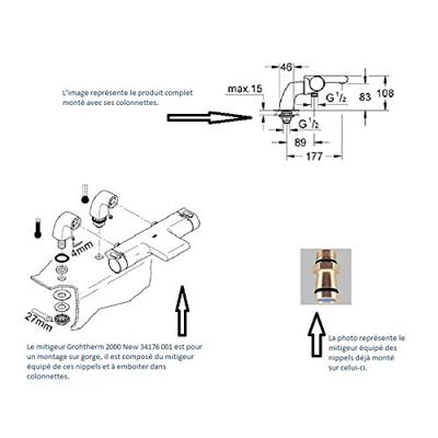 GROHE Grohtherm 2000 badkraan thermostatisch met staande koppelingen chroom 34176001 GROHE Grohtherm 2000 badkraan thermostatisch met staande koppelingen chroom 34176001