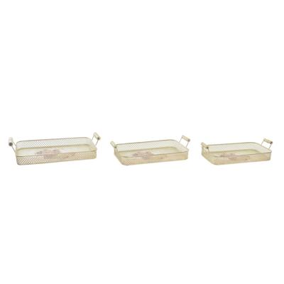 Set van trays DKD Home Decor Roze Metaal Aluminium 8 cm 40 x 21 x 8 cm (3 Stuks)