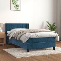 Boxspring met matras fluweel donkerblauw 90x200 cm - thumbnail