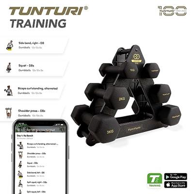 Tunturi Centuri Dumbbell Set | Met Opbergrek | Neopreen l 1 t/m 3 kg