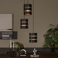 Lucide ROSAS - Hanglamp - Ø 43 cm - 3xE27 - Zwart - thumbnail