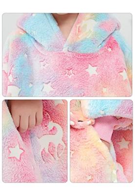 Draagbare deken met capuchon & mouwen - kind - unicorn glow