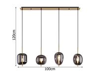 Globo Gouden hanglampBlacky I 4-lichts - 15345-4MM - thumbnail