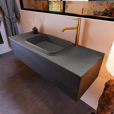 Badkamermeubelset Mondiaz Erin 120 cm met 1 Lade met RIDGE Wastafel Midden Dark grey met 1 kraangat Greeploos Mat Dark Brown Badkamermeubelset Mondiaz Erin 120 cm met 1 Lade met RIDGE Wastafel Midden Dark grey met 1 kraangat Greeploos Mat Dark Brown