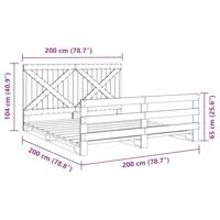 Bedframe met hoofdbord massief grenenhout 200x200 cm - thumbnail