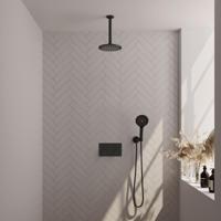 Brauer Black Carving Thermostatische Regendoucheset Inbouw - Hoofddouche 20 cm - Met Drukknoppen - Handdouche 3 Standen - Doucheslang - Wandaansluitbocht - Mat Zwart - thumbnail