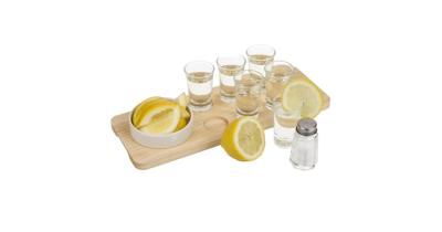 Tequila Serveerset - 9-delig - Serveerplank, shotglazen, zoutvaatje en schaal