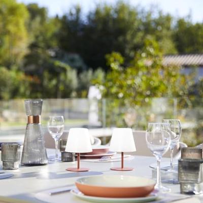 Set van 2 draadloze tafellampen - LUMISKY - TWINS - Terracota - H16 cm - LED