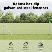 VidaXL Afrasteringspaal zilver 25 x 0,8 m (13 mm gaas) staal - thumbnail