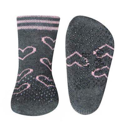 Ewers antislip sokken Krabbelfix Hartjes antraciet-19-22