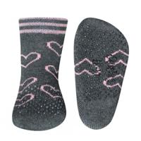 Ewers antislip sokken Krabbelfix Hartjes antraciet-19-22 - thumbnail