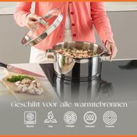 ELLE Gourmet Moderne Kookpan met Deksel - Ø 20 cm - RVS - thumbnail