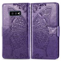 Butterfly Love bloemen reliëf horizontale Flip lederen case voor Galaxy S10e met houder & kaartsleuven & portemonnee & Lanyard (donker paars) - thumbnail