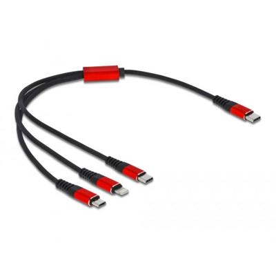 Delock USB-laadkabel USB 2.0 USB-C stekker, USB-C stekker, USB-micro-B stekker, Apple Lightning stekker 0.30 m Zwart, Rood 86710