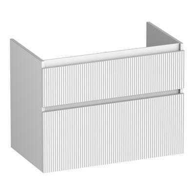 Brauer Delight Wavy - Onderkast - 80 cm - met 2 Softclose Lades Greeploos en 1 Sifon Uitsparing - Mat Wit