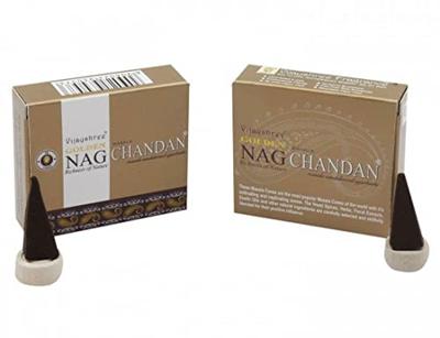Golden Nag Chandan Wierookkegels (1 pakje)