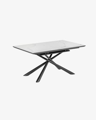 Kave Home Uitschuifbare Eettafel 'Theone' Keramiek met marmerlook, 160-210 x 90cm