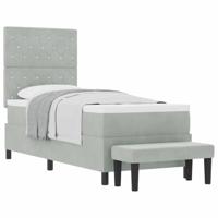 Boxspring bed met matras Lichtgrijs 80 x 200 cm Fluweel - thumbnail