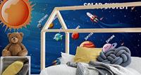Fotobehang - Zonnestelsel met namen III, Kinderkamer, premium print, inclusief behanglijm - thumbnail